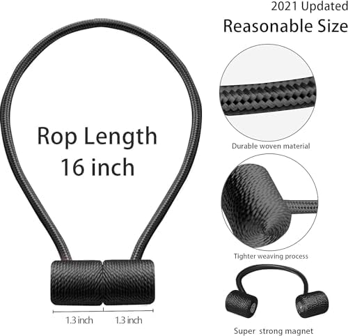 2 Pack Magnetic Curtain Tiebacks 16 Inch Black