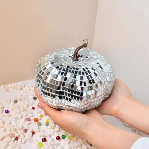Disco Ball Pumpkin Ornaments for 70s Party Decor