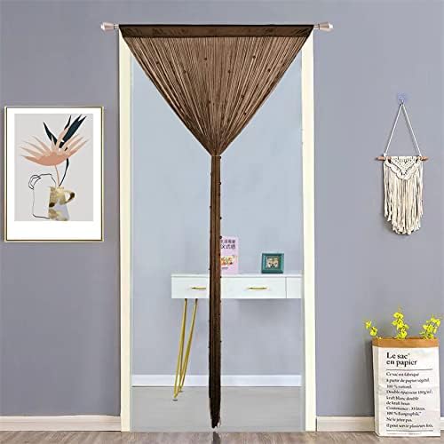 Beaded Curtain with Telescopic Rod for Door and Window Decor