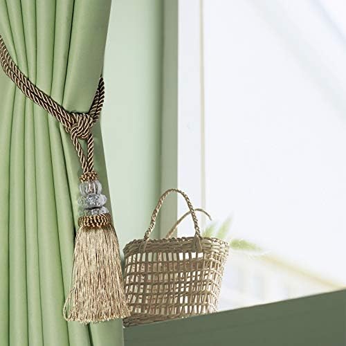 Fenghuangwu Golden Tassel Curtain Tiebacks 2 Pack Elegant Home Decor Holdbacks