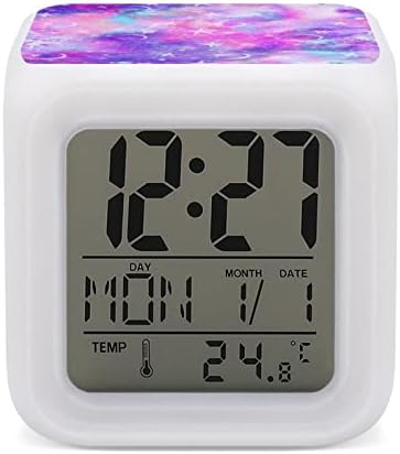 Oyihfvs Purple Pink Galaxy Stars and Crescent Moons Digital Alarm Clock