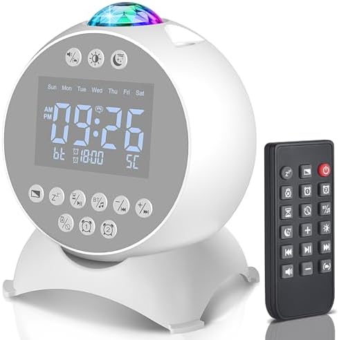 Kids Alarm Clock with Star Projector and Bluetooth Speaker