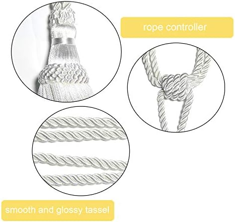 Fenghuangwu 2PCS Curtain Tassel Tiebacks Handmade Tassels Rope Holdbacks for Home Office Decor - White