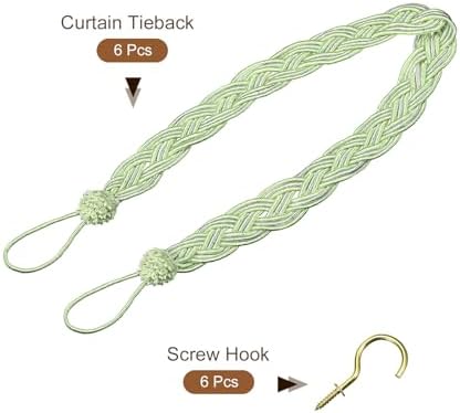 Uxcell 6Pcs Curtain Tiebacks Green Silver