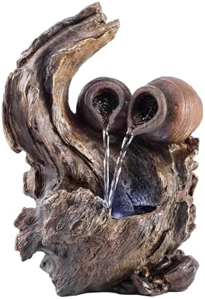 Alpine Corporation 14 Inch Tall Indoor Tabletop Fountain with LED Lights