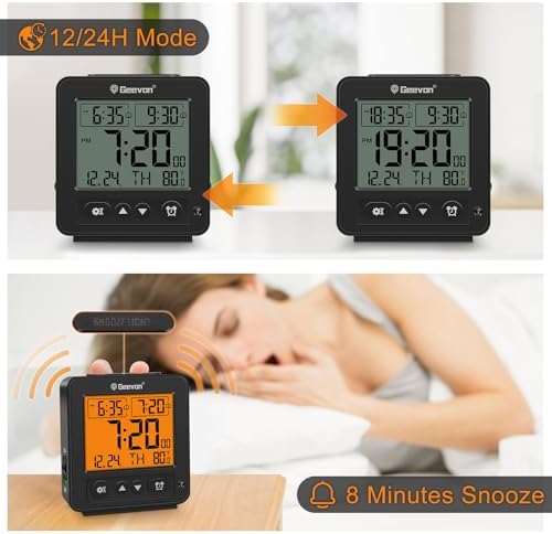 Geevon Smart Night Light Alarm Clock with 2 Beeps and Temperature Monitor