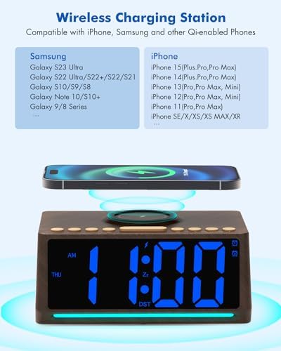 Retro Digital Alarm Clock with Large Numbers and 7 Mood Lights