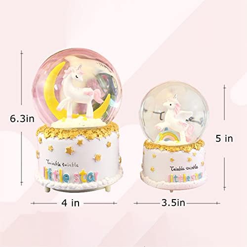 JORMEY Unicorn Musical Snow Globe with Lights
