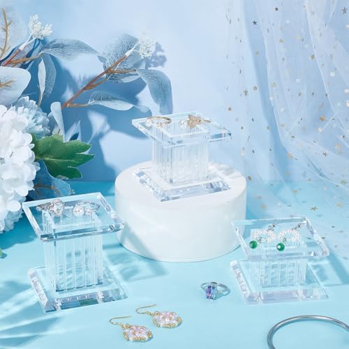 BENECREAT 3 Sizes Clear Acrylic Display Block for Gemstone Jewelry Pop Figures