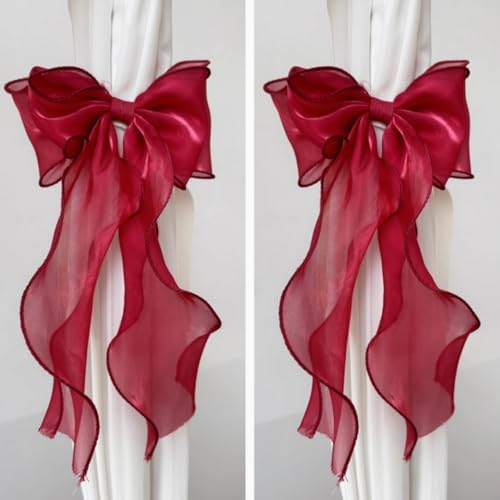2 Pack French Silky Bow Curtain Holdbacks