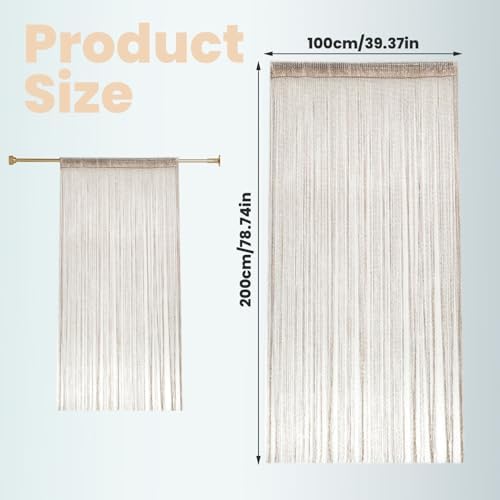 Champagne Gold String Curtains 39x79 Inch