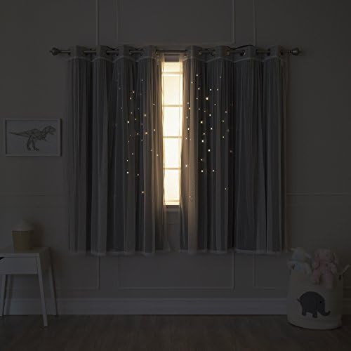Best Home Fashion uMIXm Tulle Curtains with Star Cut Out - 52 W x 63 L - 2 Panels