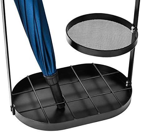 Modern Black Metal Umbrella Stand Rack with Drip Tray and 15 Slots
