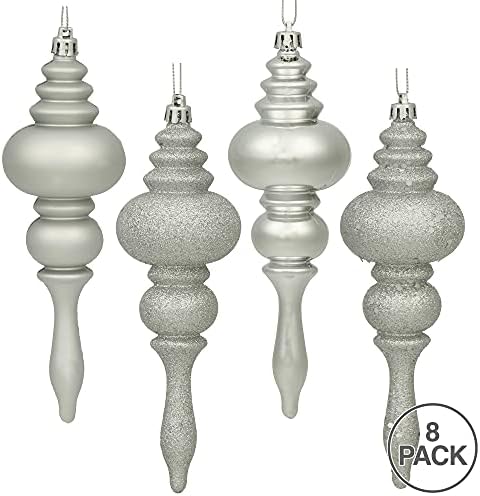 Vickerman 7 Inch Finial Ornament Pack 8 Pieces