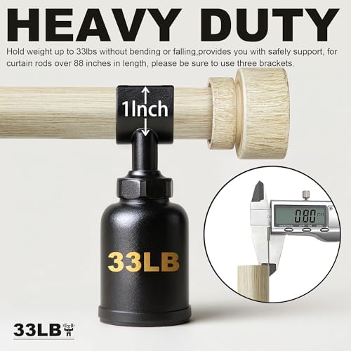 2 Pack White Oak Wood Grain Curtain Rods 1 Inch Diameter Adjustable Heavy Duty Boho Decorative for Windows