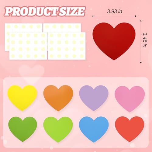 54 Pcs Colorful Heart Cutouts Valentine Classroom Decor Party Supplies