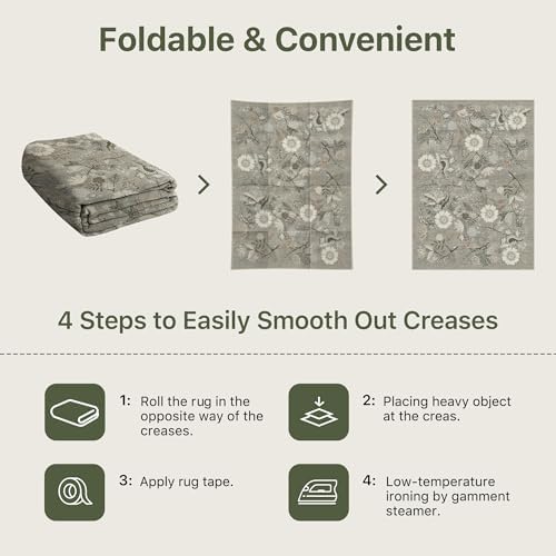 Bavni Washable Hallway Runner Rug Non Slip 2x 6 Vintage Floral Carpet with Rubber Backing