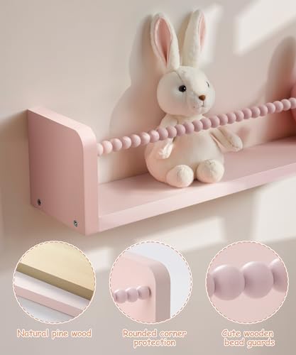 Pink Floating Bookshelf Wall Set of 3