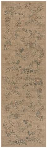 Lahome Floral Jute Hallway Rug 2x8 Non Slip Washable Carpet for Entryway