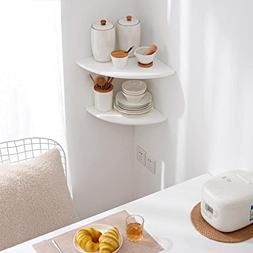 Solid Oak Corner Shelf Wall Mount 7in White