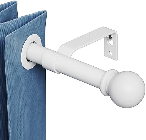 White Curtain Rods 48-84 Inch Adjustable Heavy Duty Metal Rod Set with Brackets
