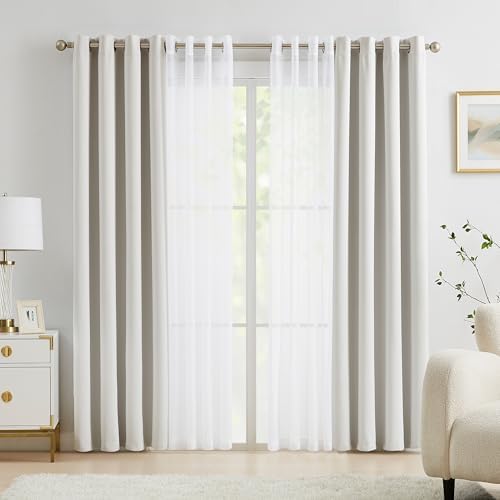 Lotusolution Beige Blackout Curtains Set 4Pcs