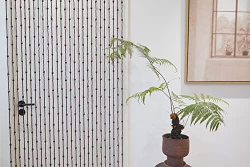 36 Inch x 72 Inch Hippie Boho Wooden Door Beaded Curtain Decor Set