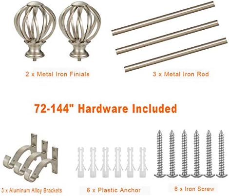 Adjustable Curtain Rod Set with Round Cage Finials