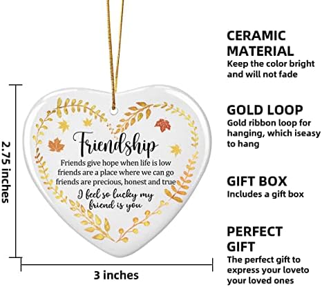 PNTKION Friendship Heart Ceramic Hanging Ornament Keepsake Sign