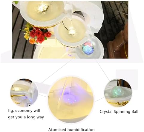 Modern Yellow Floor Standing Water Fountain Decor with Light