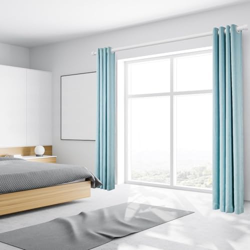 Adjustable Curtain Rods 16-76 Inches Max 88 IN 1 IN Diameter Aluminum Finials White