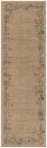 Lahome Floral Jute Runner Rug 2x8 Non Slip Indoor Outdoor