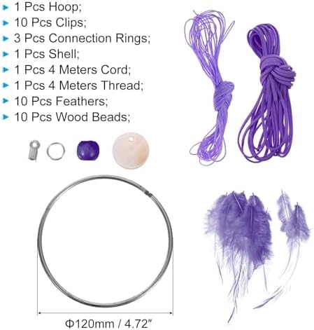 PATIKIL DIY Dream Catcher Kit Purple Style 3