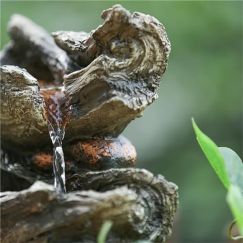 9x5x14 Indoor Brown Wood-Look Water Fountain with LED Light