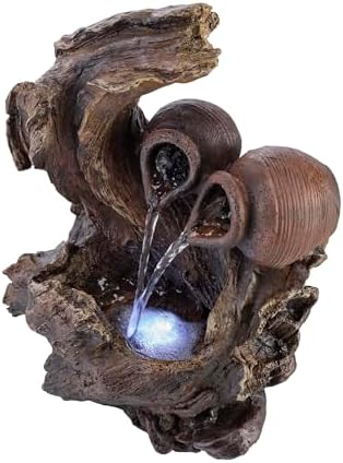 Alpine Corporation 14 Inch Tall Indoor Tabletop Fountain with LED Lights