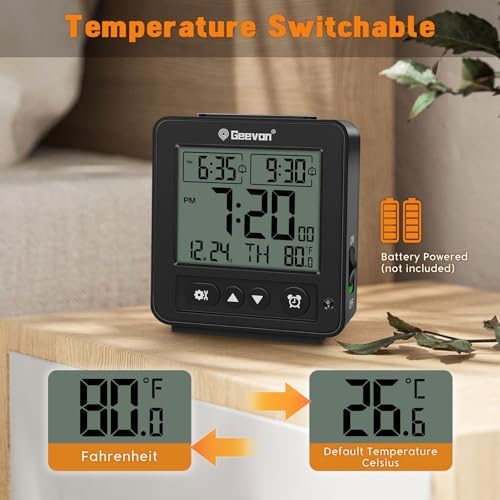 Geevon Smart Night Light Alarm Clock with 2 Beeps and Temperature Monitor