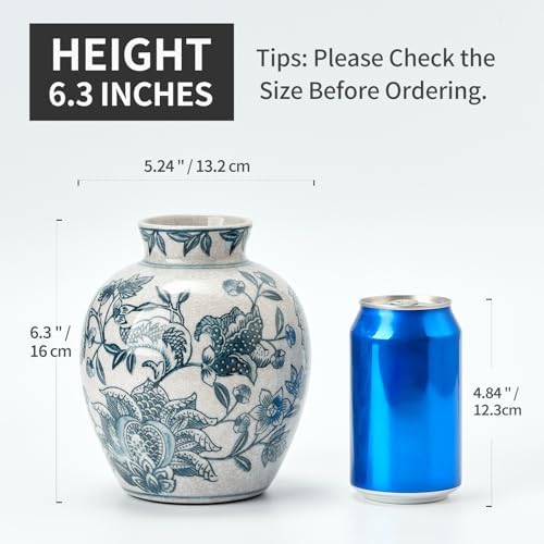 SIDUCAL Ceramic Chinoiserie Vase 63 Inch Blue White Vintage