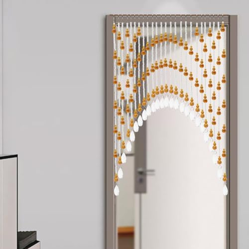 Arched Crystal Beaded Curtain for Doors and Windows Amber-Clear