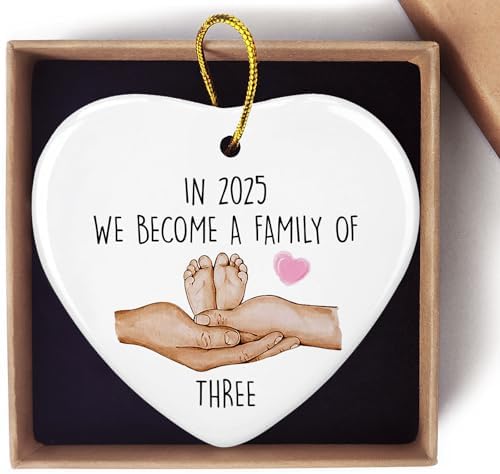2025 Family of Three Keepsake Ornament Heart Plaque