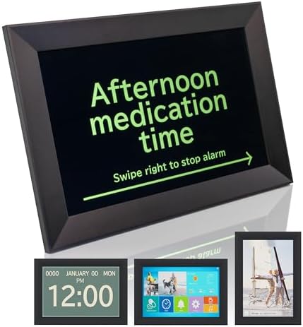 101 Digital Clock for Seniors Remote Photo Sharing Medication Reminders Auto Slideshow Dementia Aid Black Desk Mount