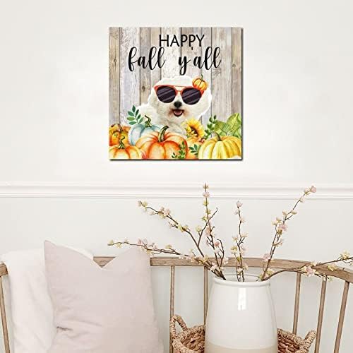 Thanksgiving Hello Fall Decorative Wood Sign 8x8in