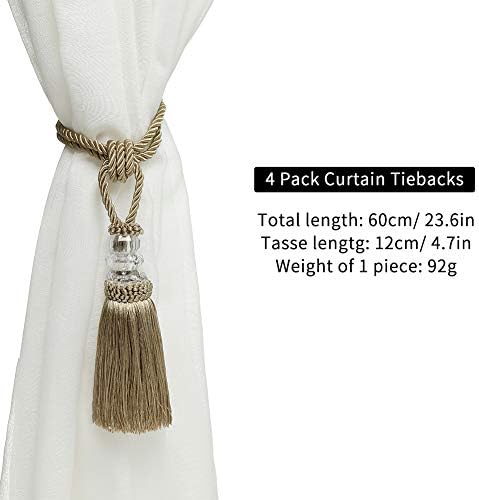 BEL AVENIR 4 Pack Crystal Curtain Holdbacks