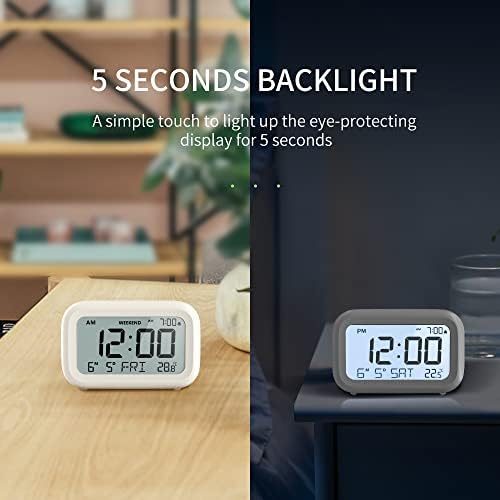 DOOMAY Digital Alarm Clock Bedside with LCD Display