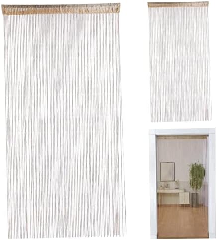 Elegant Doorway Curtain with String Hangers 2Pcs 36x79 Champagne Semi-Sheer