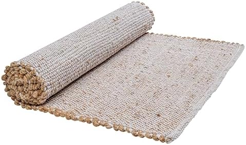 Savi Home Jute Cotton Handwoven Runner Rug 2x6 Natural Fiber Rustic Farmhouse Design