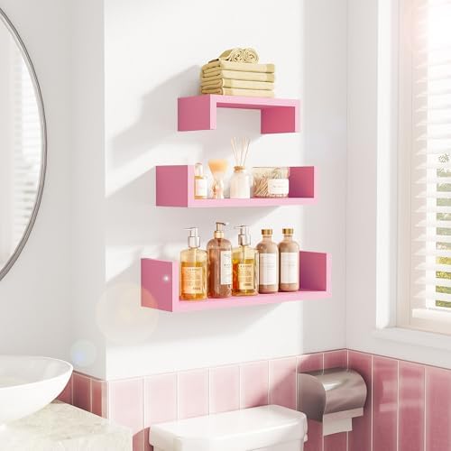 SRIWATANA Pink Floating Wall Shelves