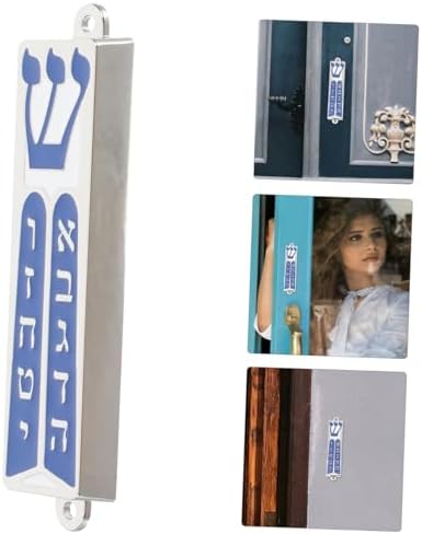 Wakauto Mezuzah Case with Hebrew Scroll and Decorative Metal Door Ornament