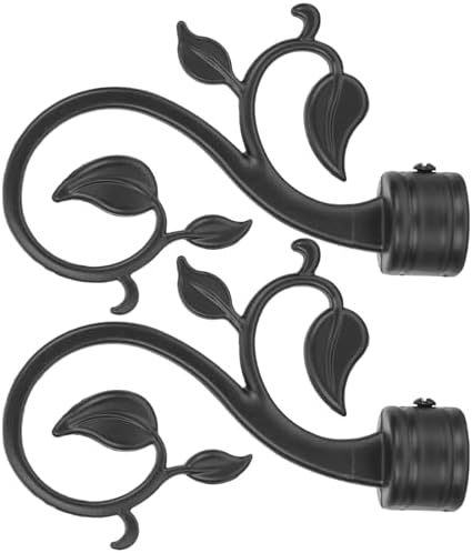Cabilock 2pcs Black Curtain Rod Ends for Living Room Bedroom