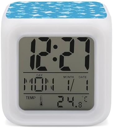 Light Blue Star Alarm Clock with 7 Color Changing Modes