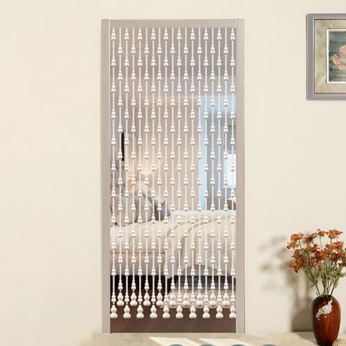 Beaded Curtain for Privacy Doorway 90cm Natural Mahogany